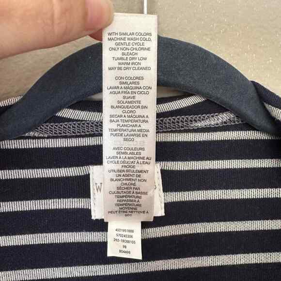 Weekends by Chico's Open Front Cardigan Gray Blue Inside Stripes Women's L - Picture 5 of 8